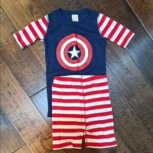 Marvel Blue and Red Striped Superhero Pajama Set